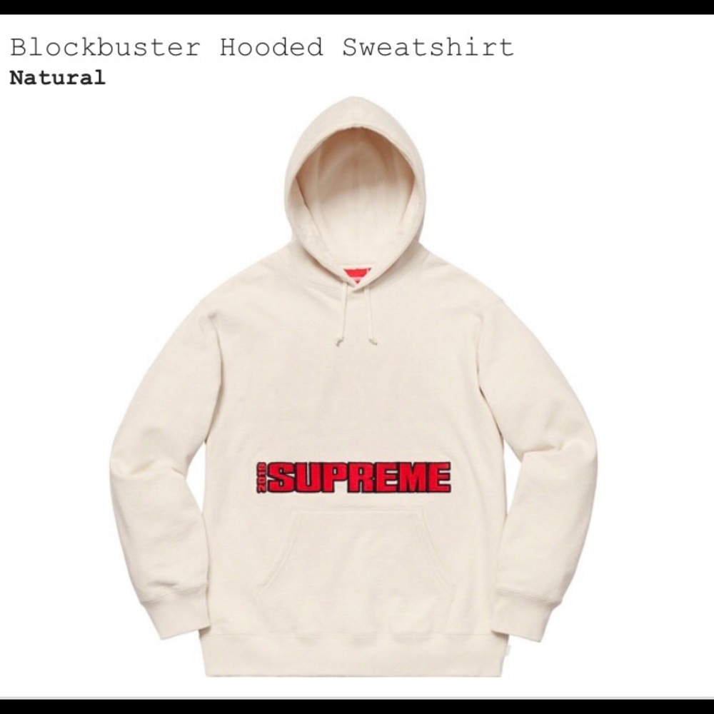 SOLD — Blockbuster Hooded Sweatshirt Natural - Picture 3 of 3